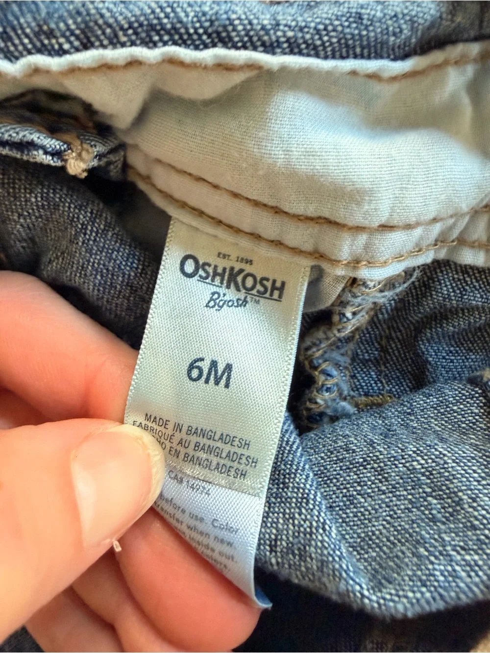 OshKosh B'gosh Blue Denim Overalls with Striped Adjustable Straps